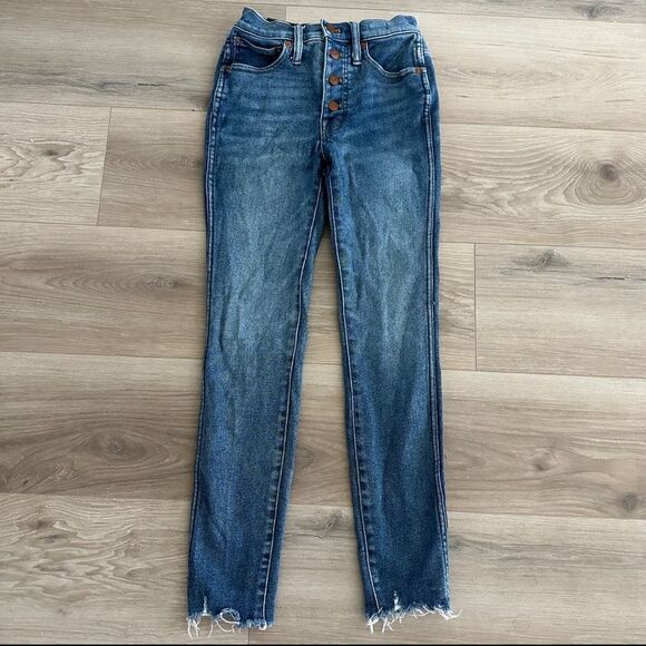 Madewell 10” Hi Rise Button Fly Raw Hem Skinny Jeans Size 24 - Picture 12 of 13